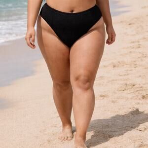 Good American Black Bikini Bottom Textured Swim Bottom Plus Size 2XL/3XL New